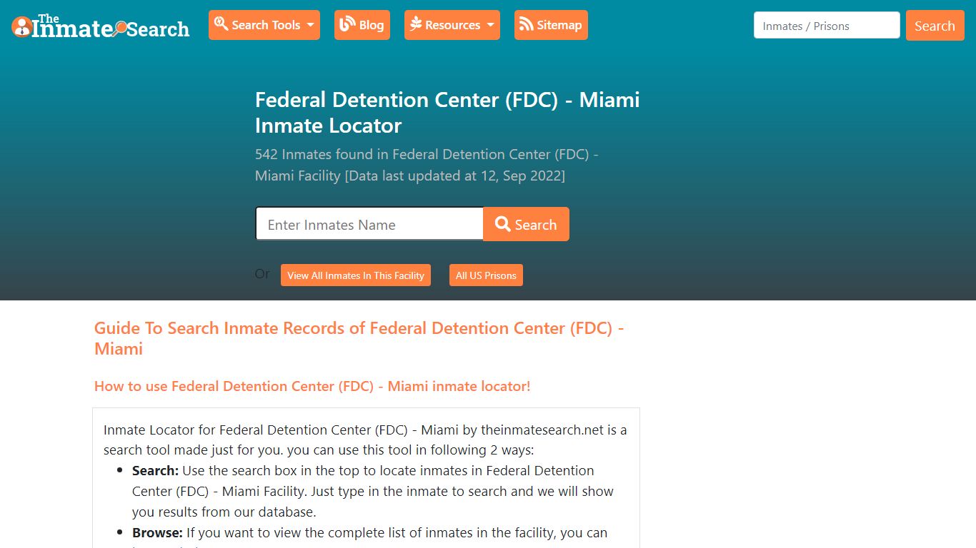 Federal Detention Center (FDC) - Miami Inmate Locator