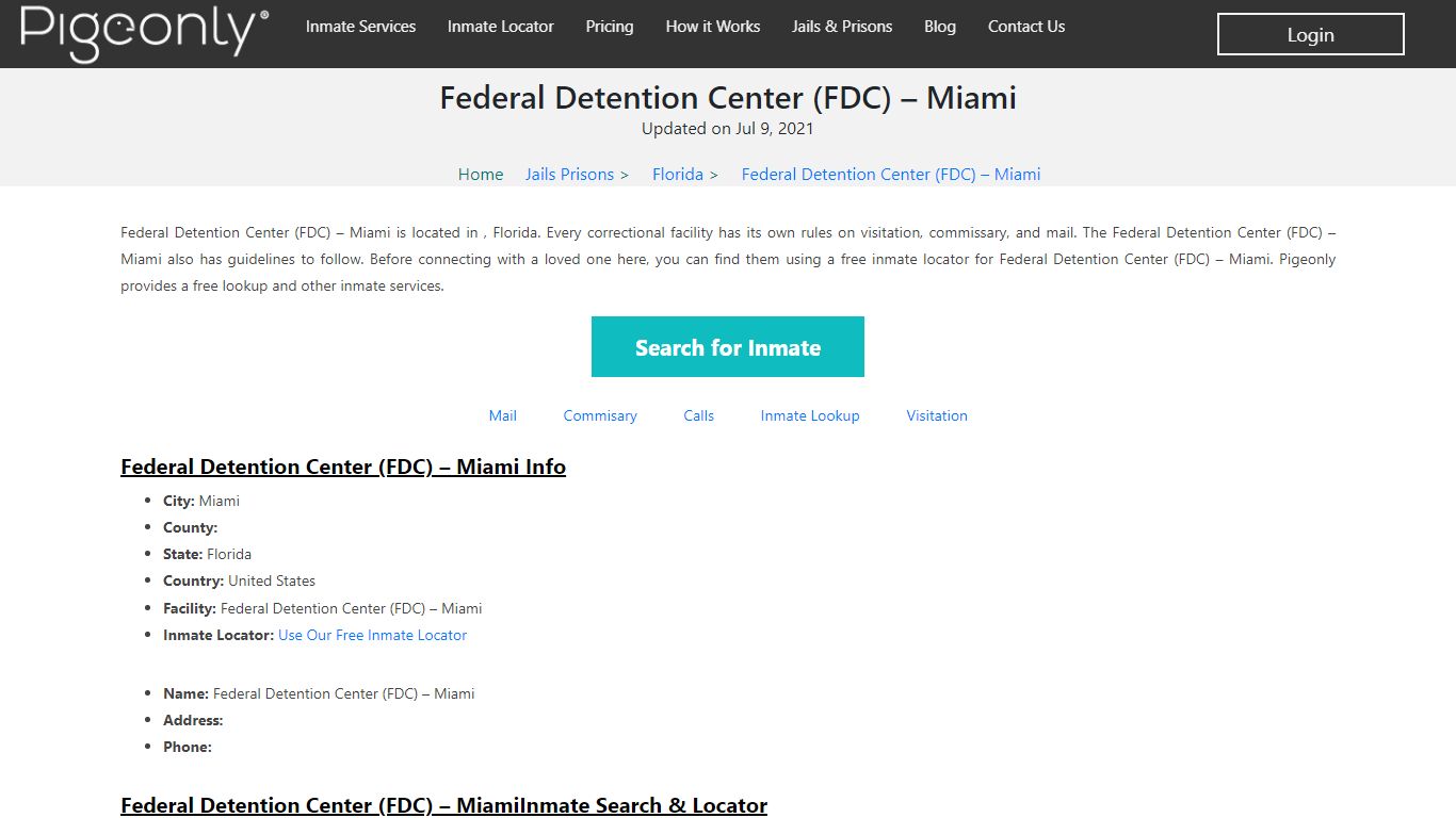 Federal Detention Center (FDC) – Miami Inmate Lookup | Florida